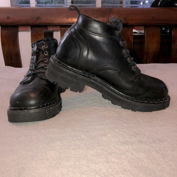 CATERPILLAR Mens Black Leather Ankle Work Boots Sz 8 - Picture 7 of 10